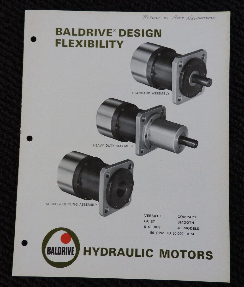 c.1970 The Balldrive Company Hydraulic Motor Engineering Catalog Galt Ontario CA