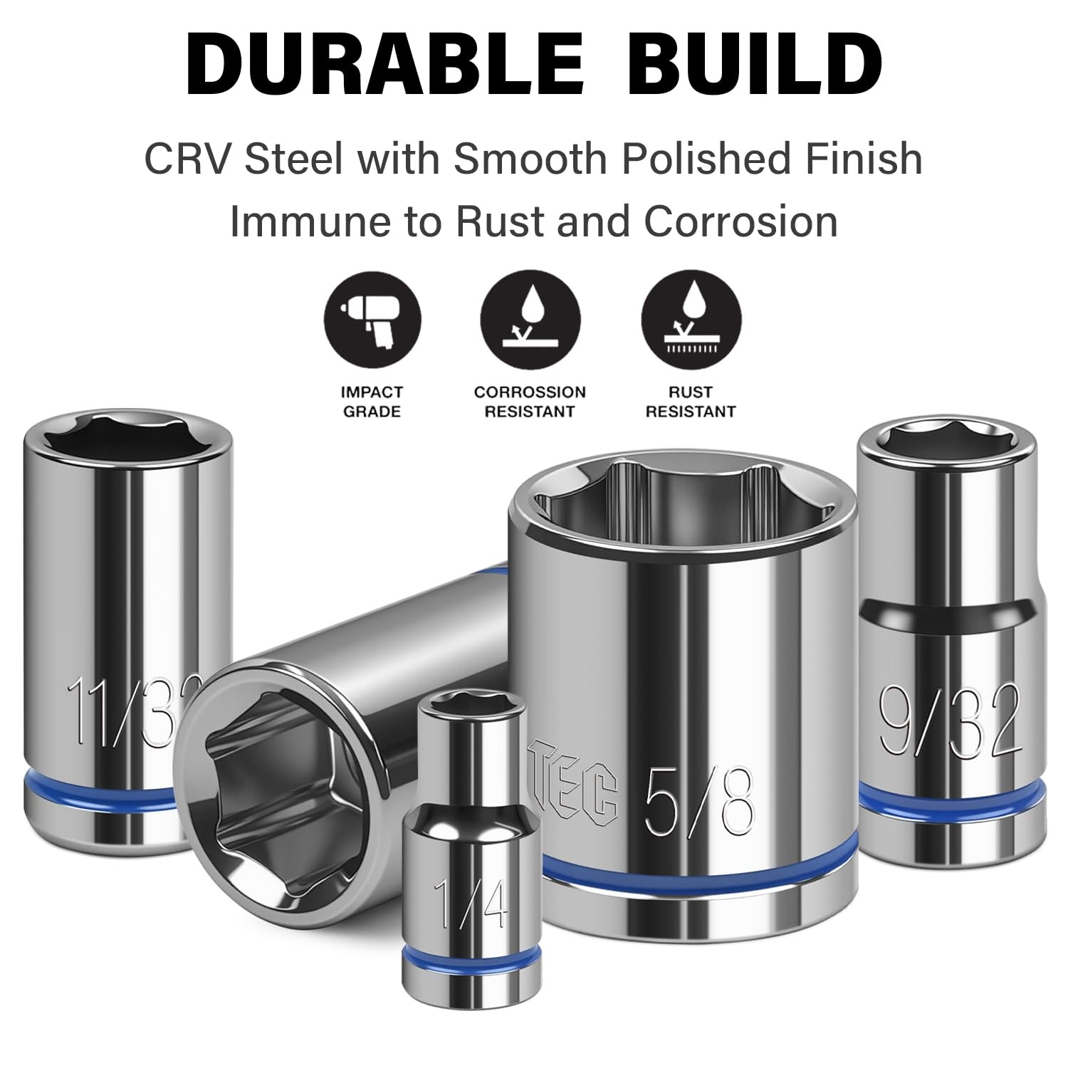 1/4" Drive SAE Master Socket Set, 13-Piece Shallow Hex Socket Set (1/8" - 5/8...