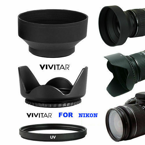 55MM HARD LENS HOOD+ RUBBER SOFT HOOD +HD 55MM UV FILTER FOR NIKON D5600 D3400