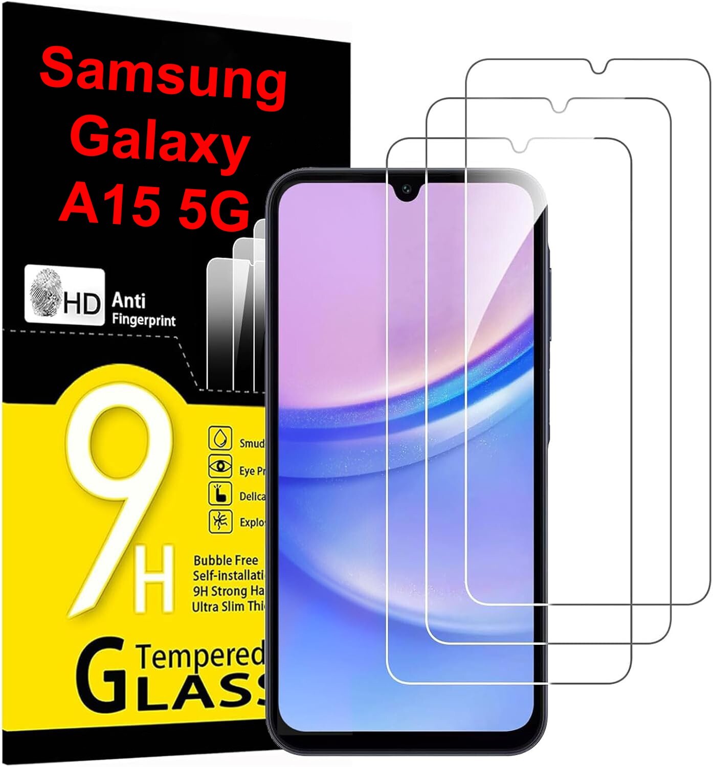 3-Pack Tempered Glass Screen Protector HD Shockproof For Samsung Galaxy A15 5G