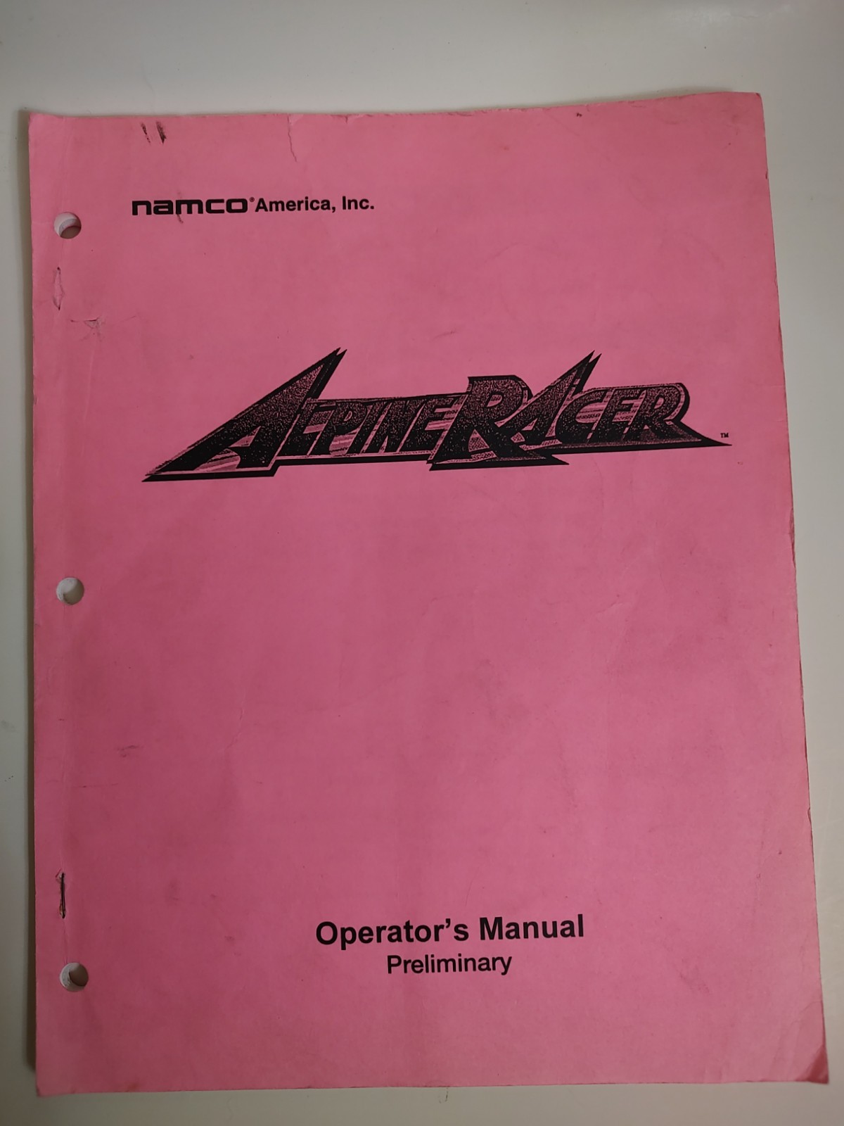 Namco Alpine Racer Preliminary Operator’s Manual Arcade Game