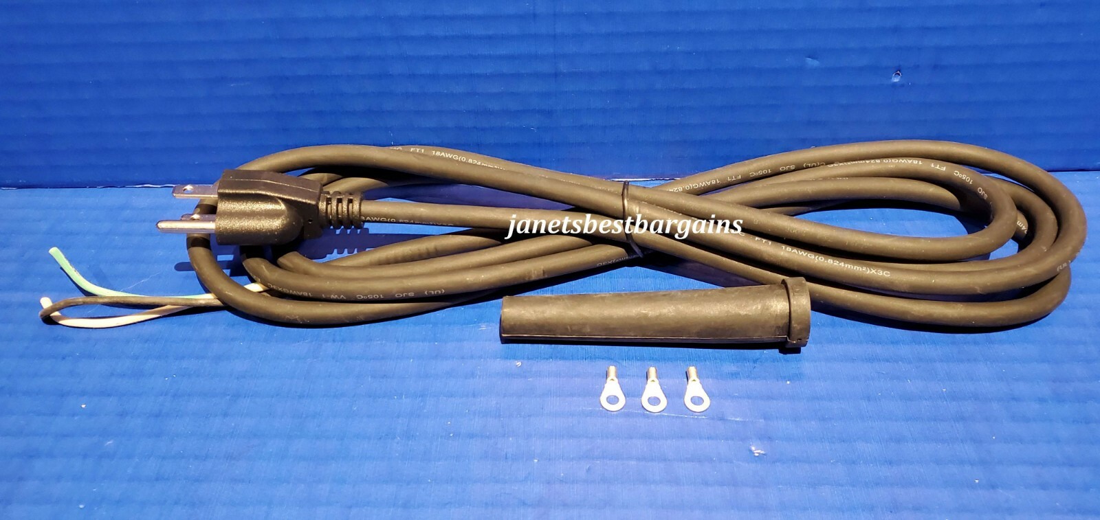 Replacement Power Tool Cord 9 Ft 18/3 18 Gauge 3 Wire 300 Volt w/Boot Terminals