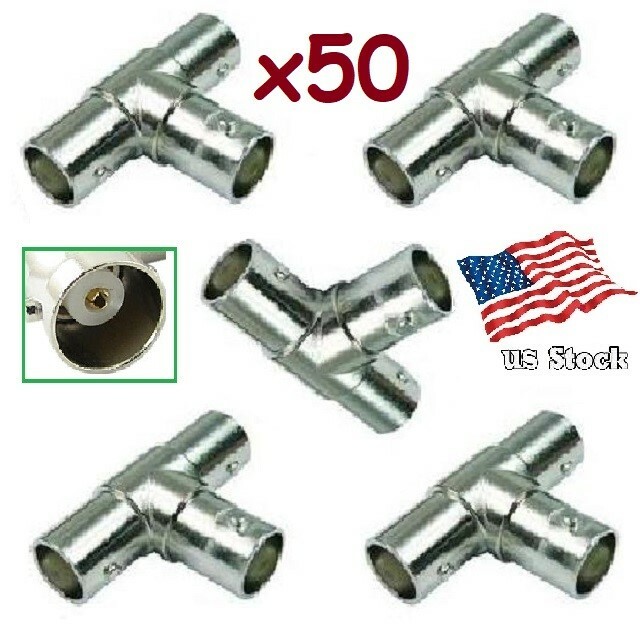 50-Pack BNC Female to Double BNC Female F/F Jack Coaxial Line Tee Connectors