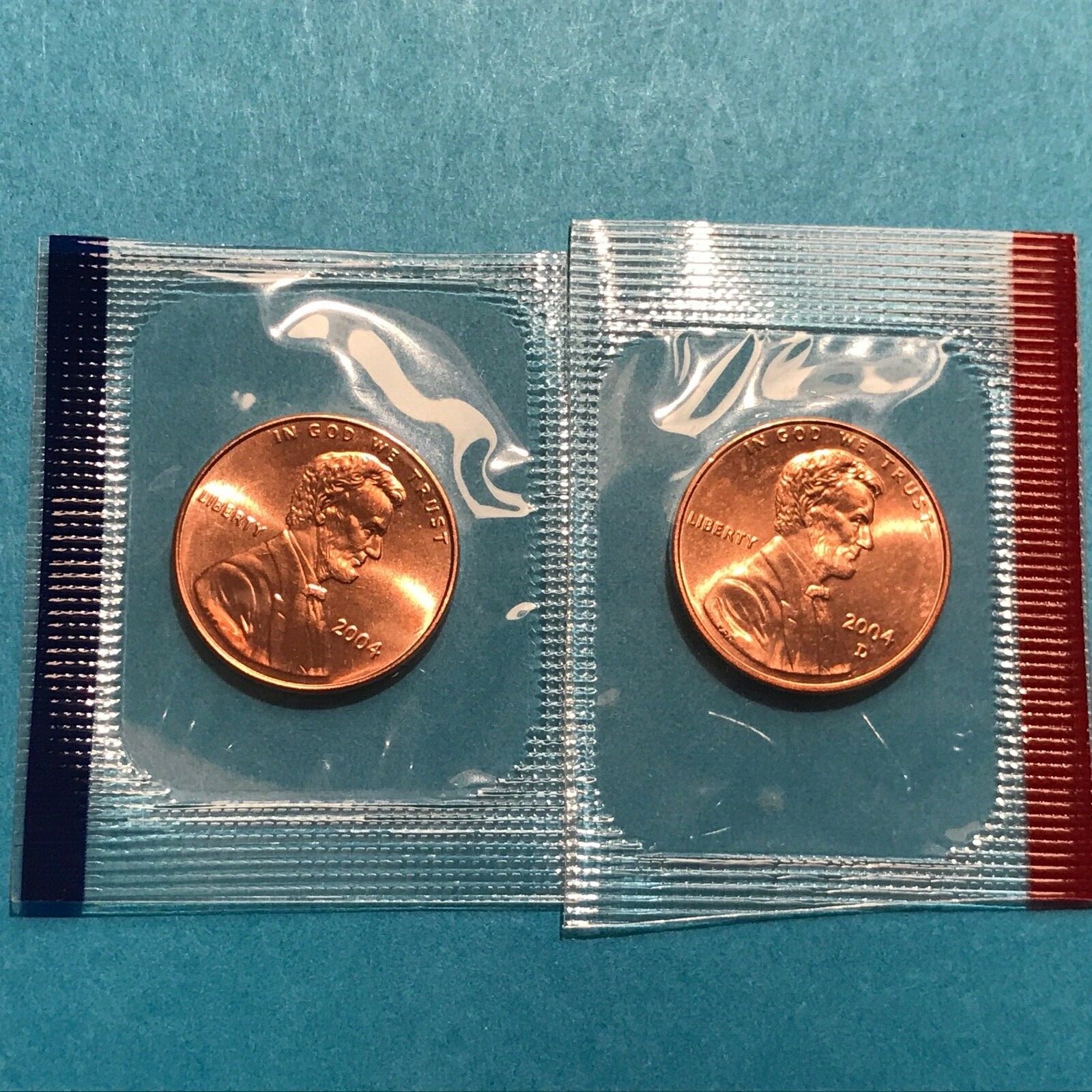 2004 P&D Lincoln Cents Unc in Mint Cello   FREE SHIP