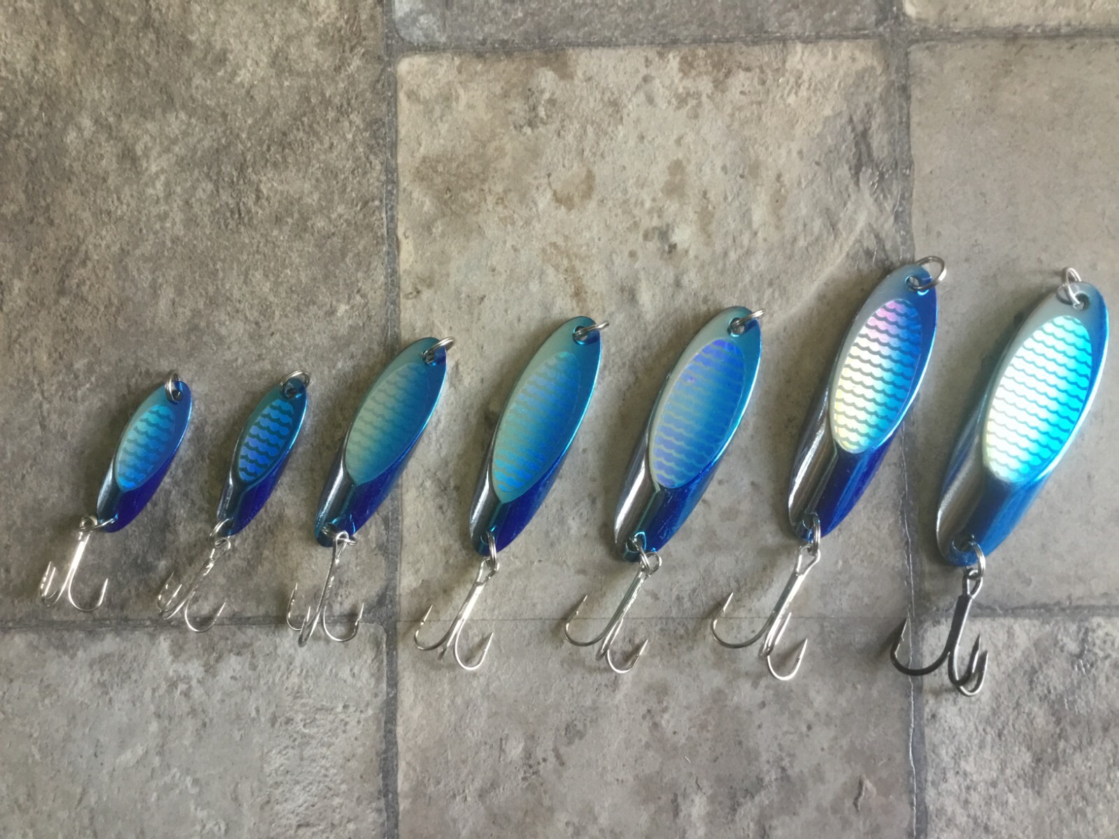 SILVER BLUE WEDGE DEXTER STYLE DISTANCE LURE MACKEREL SEA FISHING VARIOUS SIZES