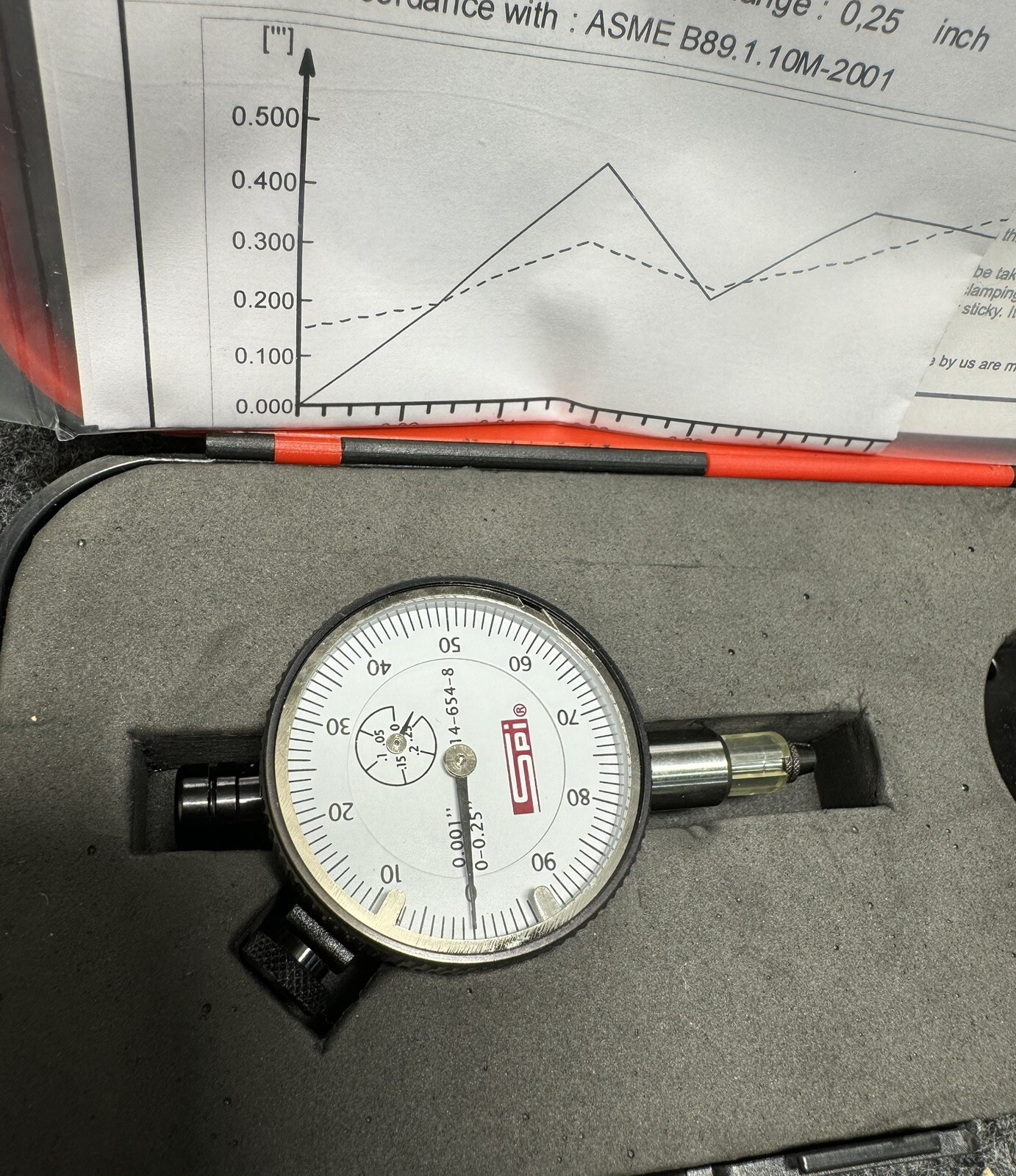 SPI 14-654-8 Dial Drop Indicator 1/4" Range 1-100 Reading 1.5" Dial Diameter