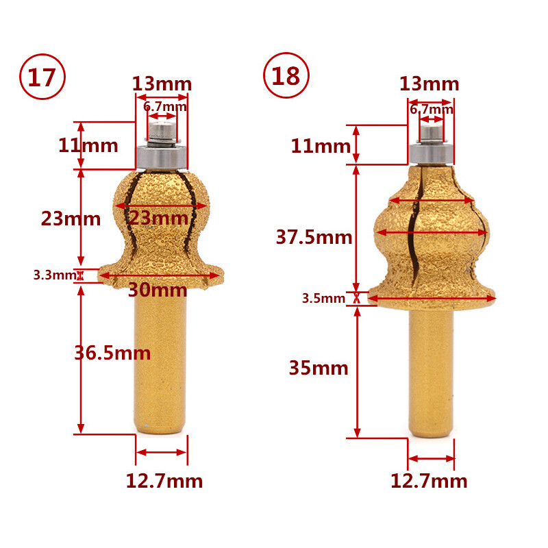 Brazed Diamond Stone Marble Grinding Edge Router Bit 23 Models - Choose Type