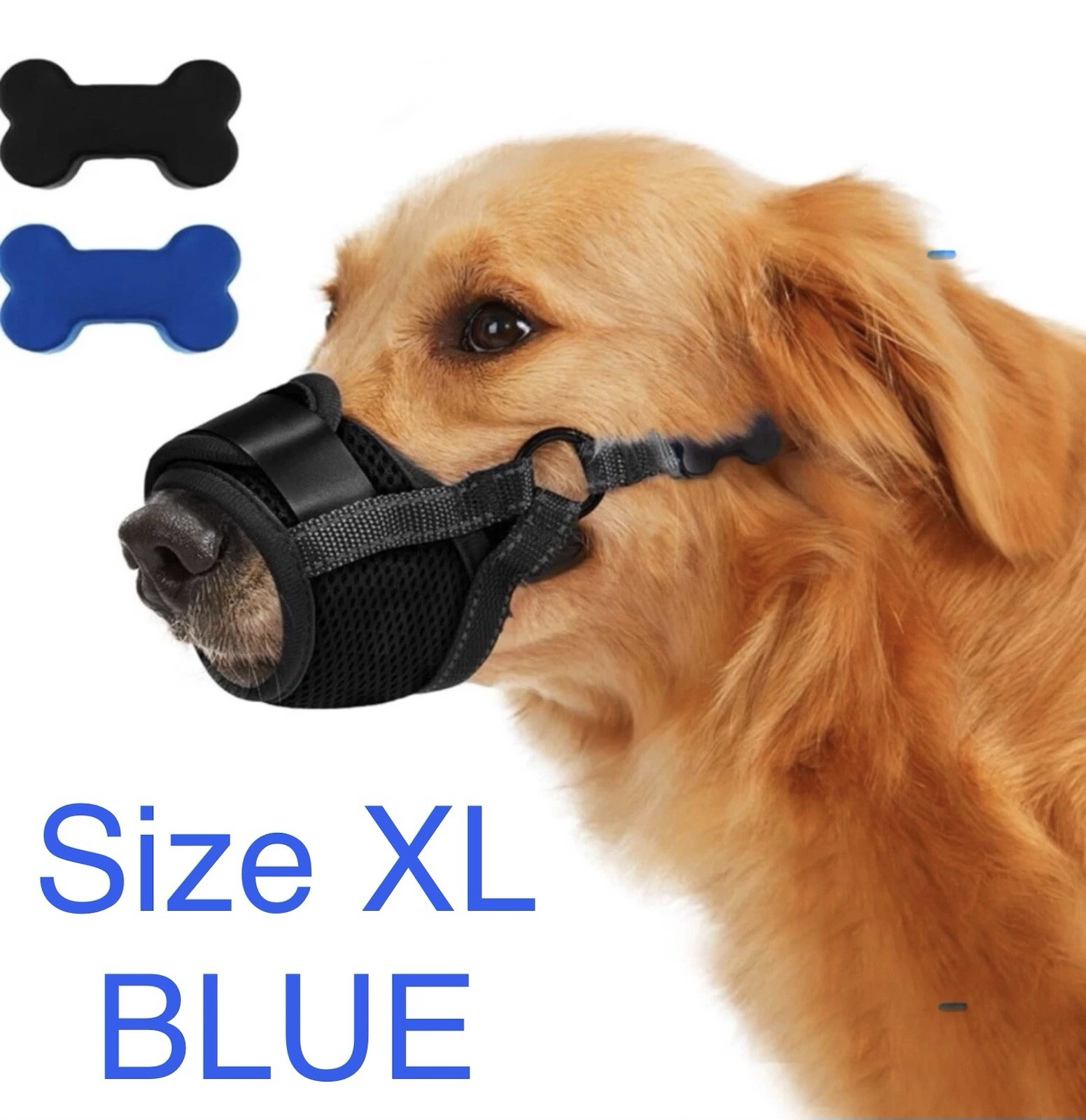 PawWares Dog Muzzle Soft Nylon Adjustable-Breathable-Drinkable | BLUE  X-LARGE