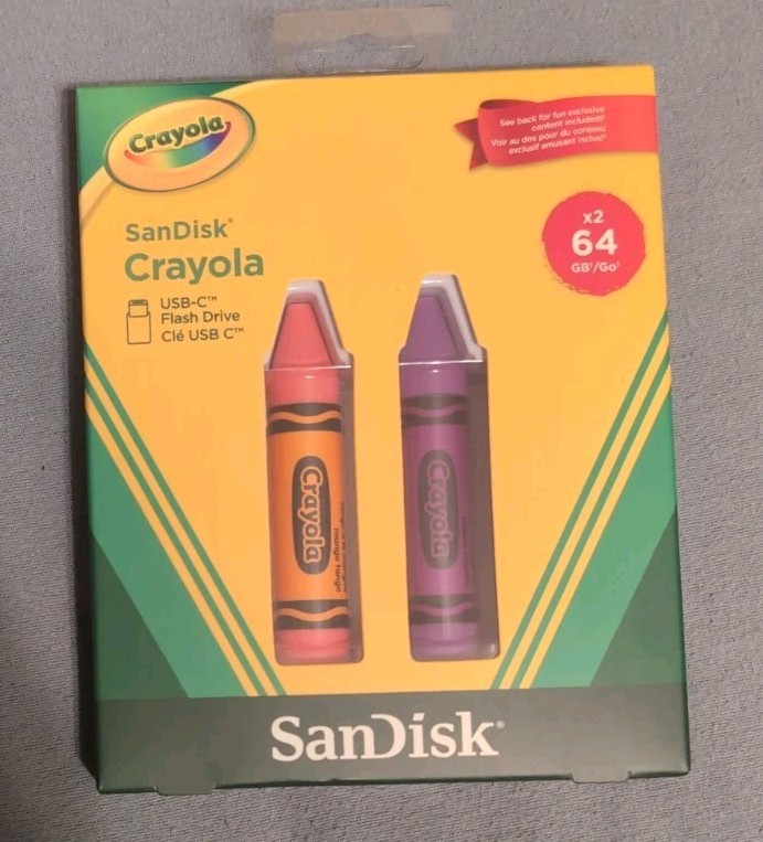 SanDisk Crayola USB-C Flash Drive 64 GB x2 Mango And Violeta Free Shipping
