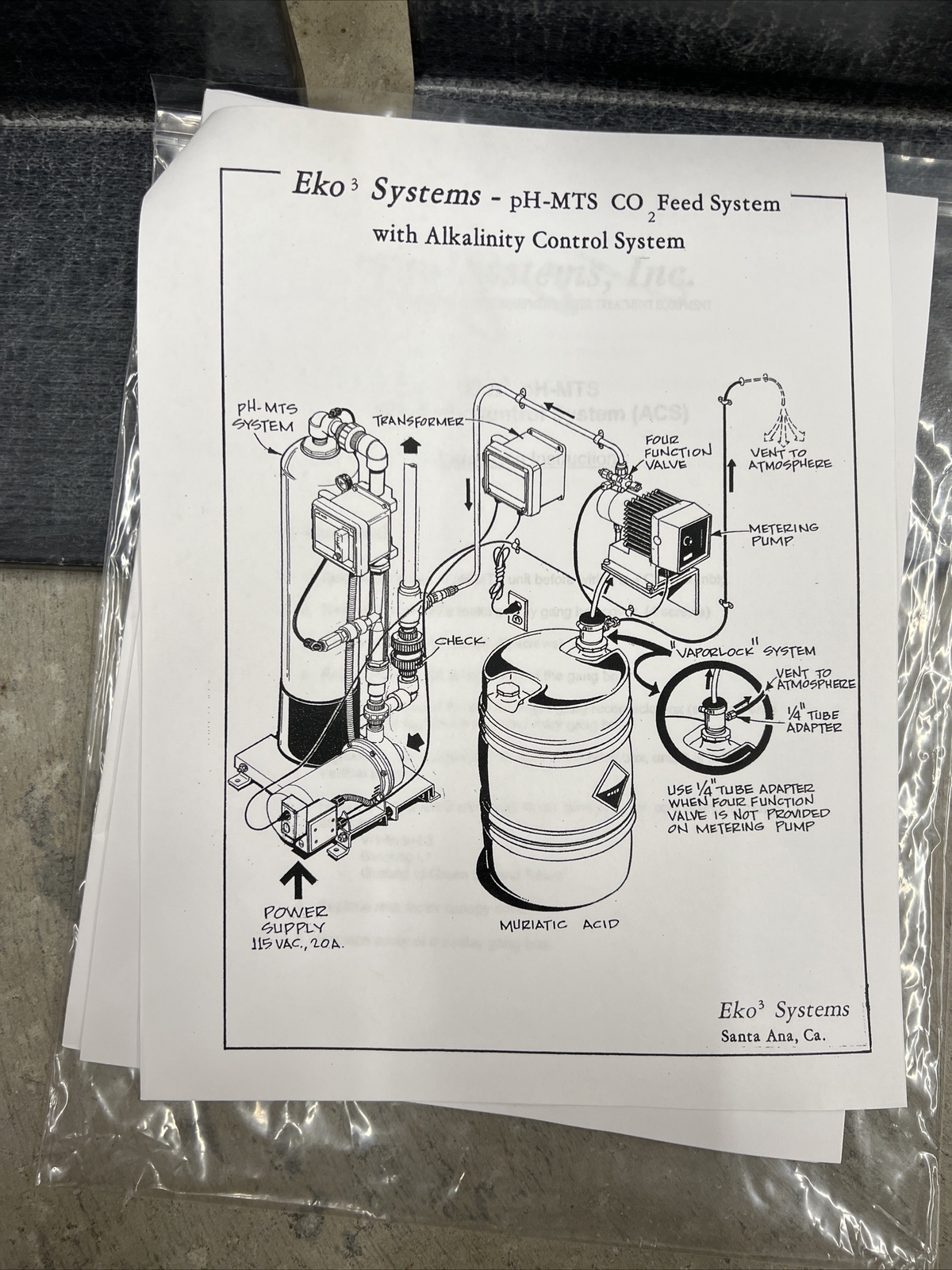 Eko 3 Systems Parts for pH-MTS CO2 Feed System With Alkalinity Control