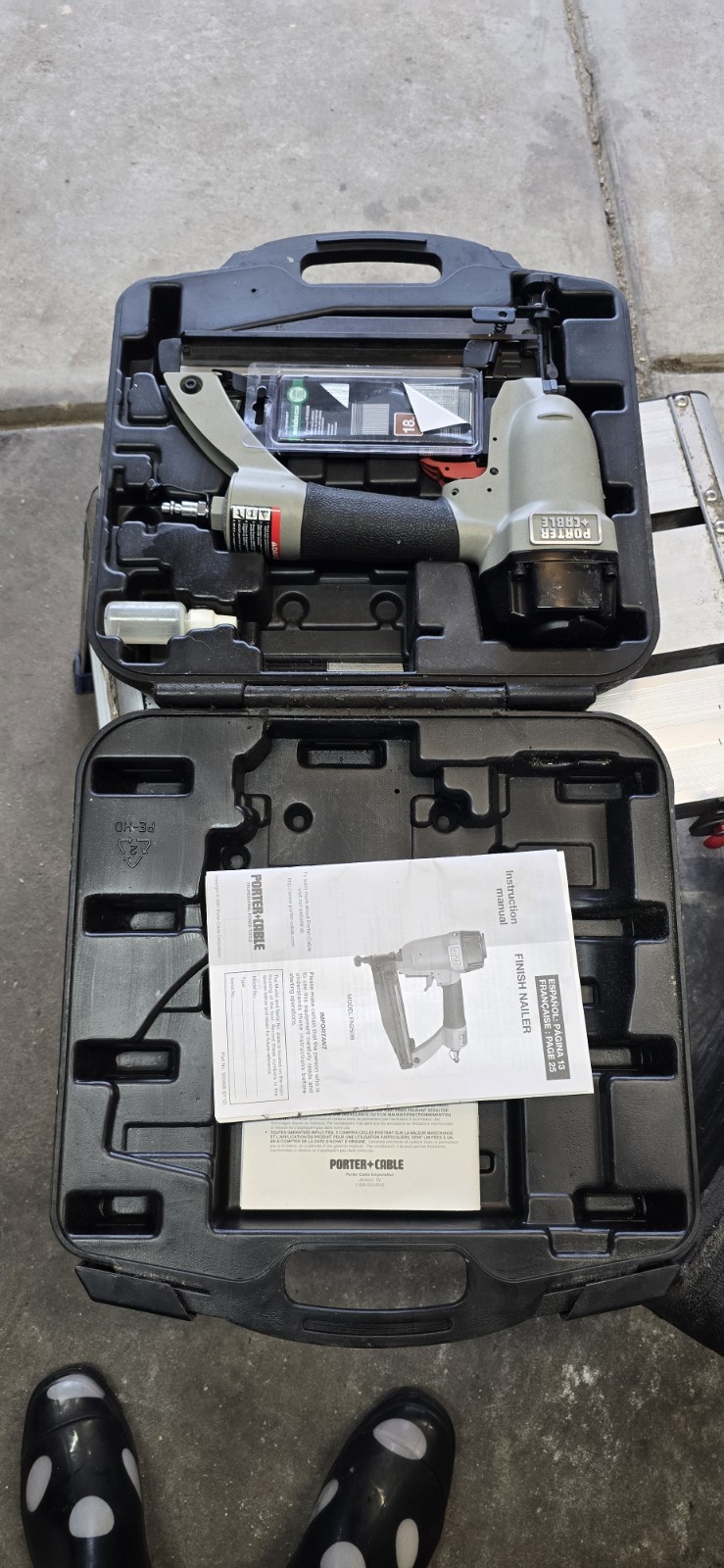 Porter‑Cable FN250B Finish Nailer + BN125A Brad Nailer Bundle w/ Cases & Manuals