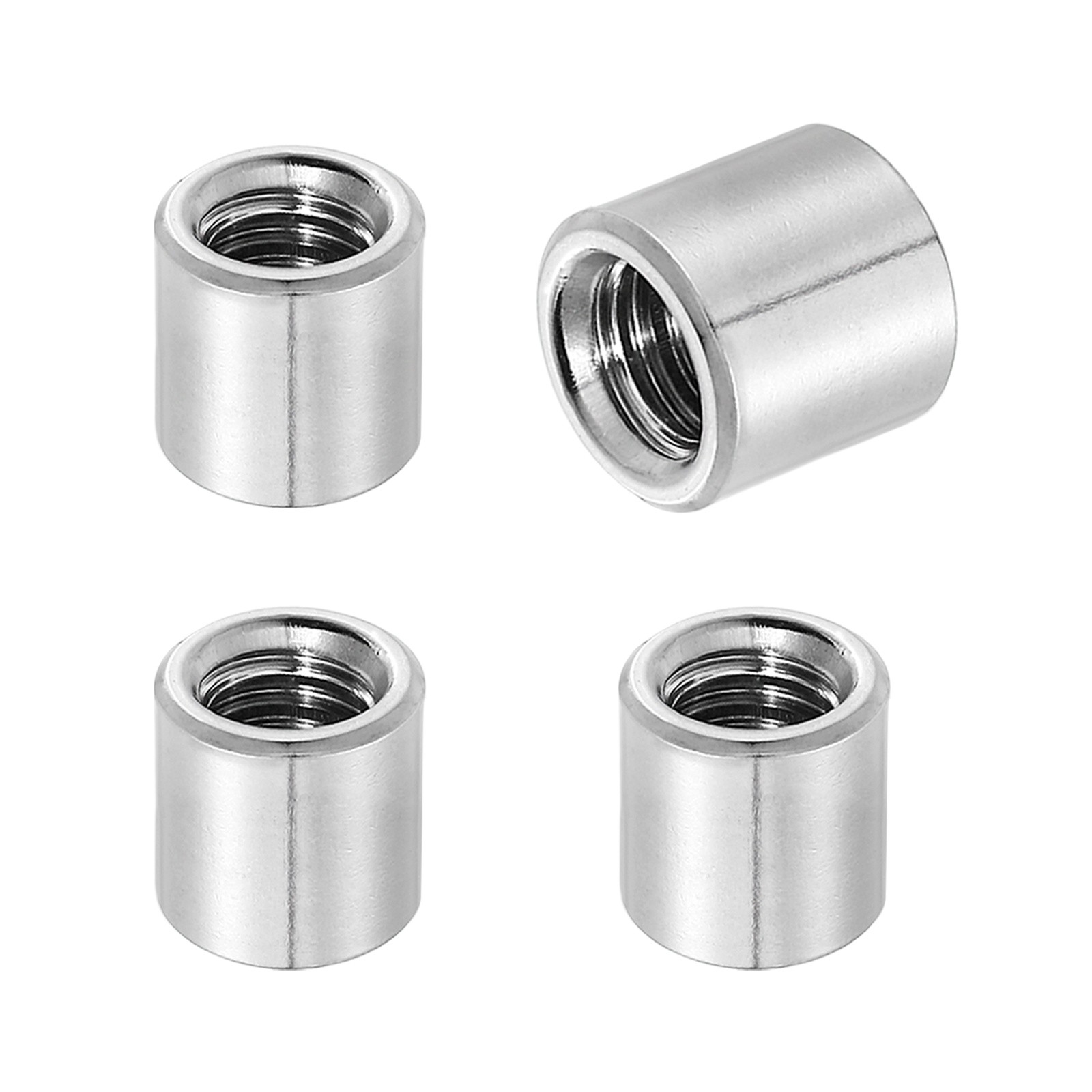 4Pcs 304 Stainless Steel M8x1.25mm Round Coupling Nuts, 0.47x0.47"(ODxH)
