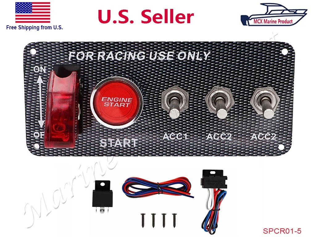 Racing Car Ignition Switch Engine Start Push Button Toggle Panel