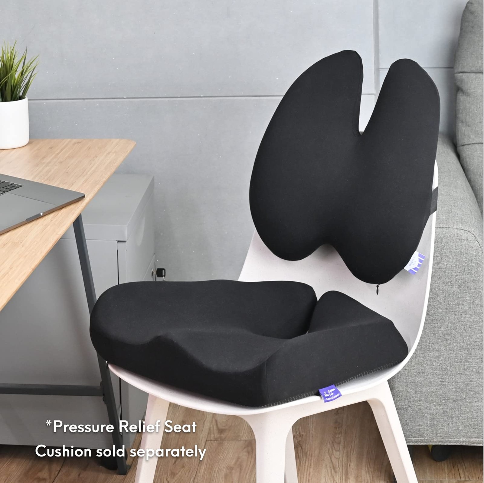 C CUSHION LAB Extra Dense Lumbar Pillow - Patented Ergonomic Black