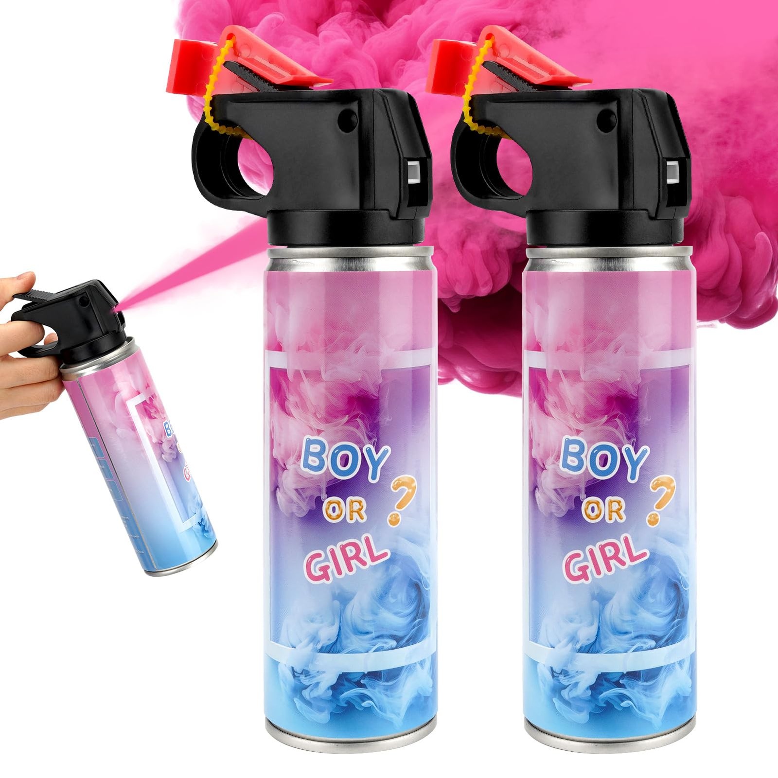 Gender Reveal Fire Extinguisher 2 Packs, Gender Reveal Smoker Bomb, Baby Girl Re