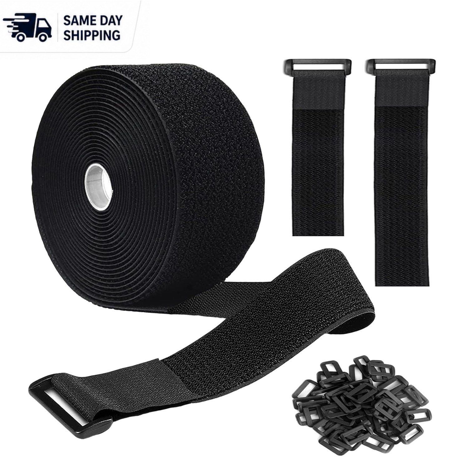 Reusable 2 inch Wide Hook & Loop Straps - Perfect for All Your Organizing Needs