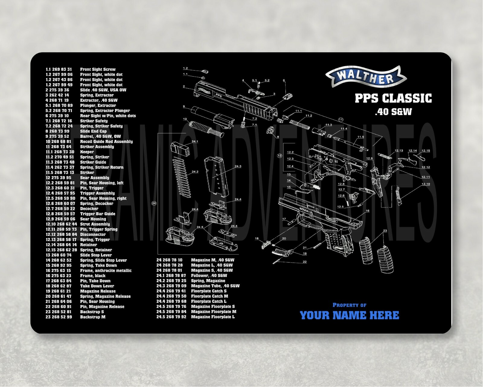 WALTHER ARMS  Bench Mat Gun Cleaning  CHOOSE YOUR STYLE  Gaming Mouse Mat