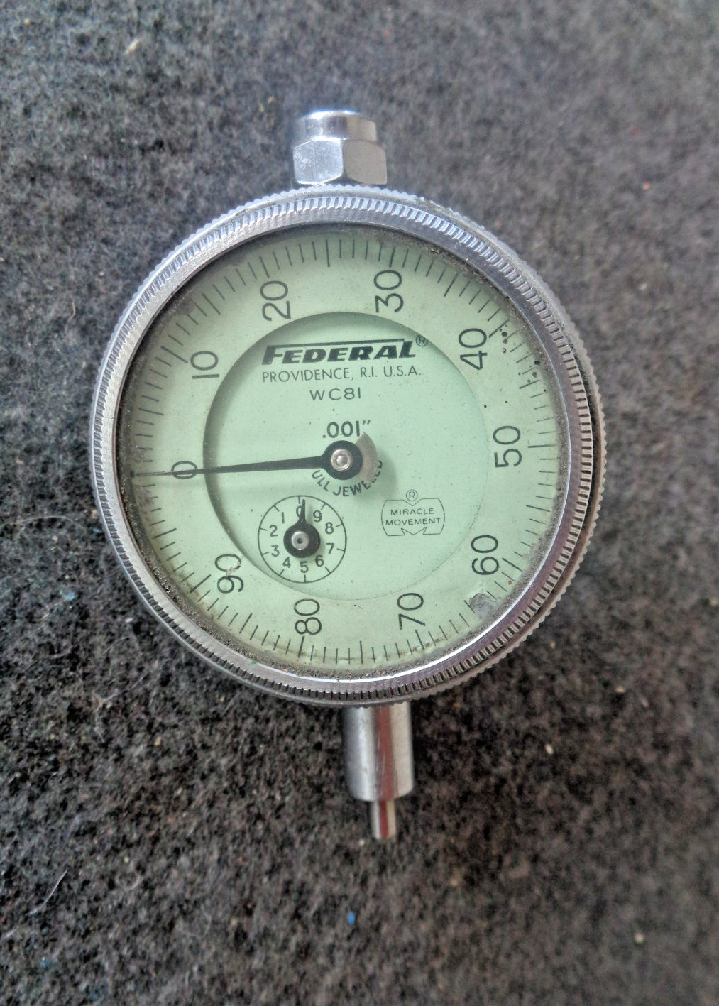Federal WC81 Dial Indicator .001" Full Jeweled Miracle Movement Machinist Tool
