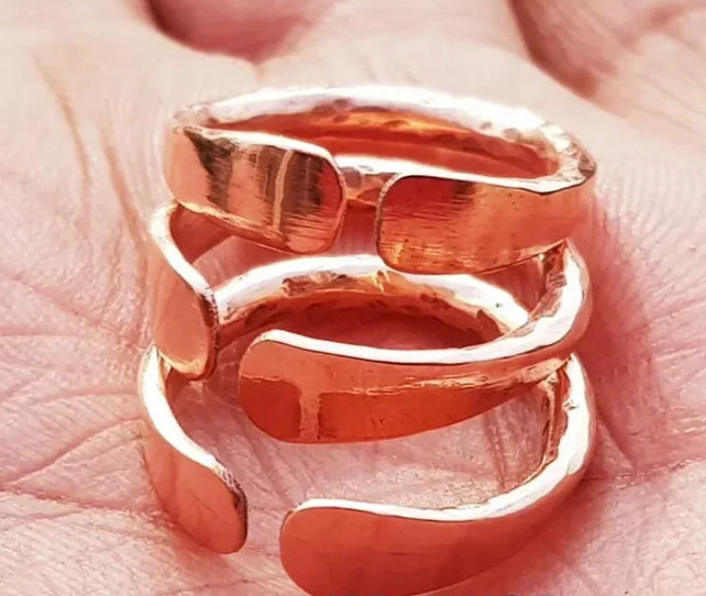 Solid Copper Minimalist Healing Handmade Unisex Ring, Stackable rings Set of 3