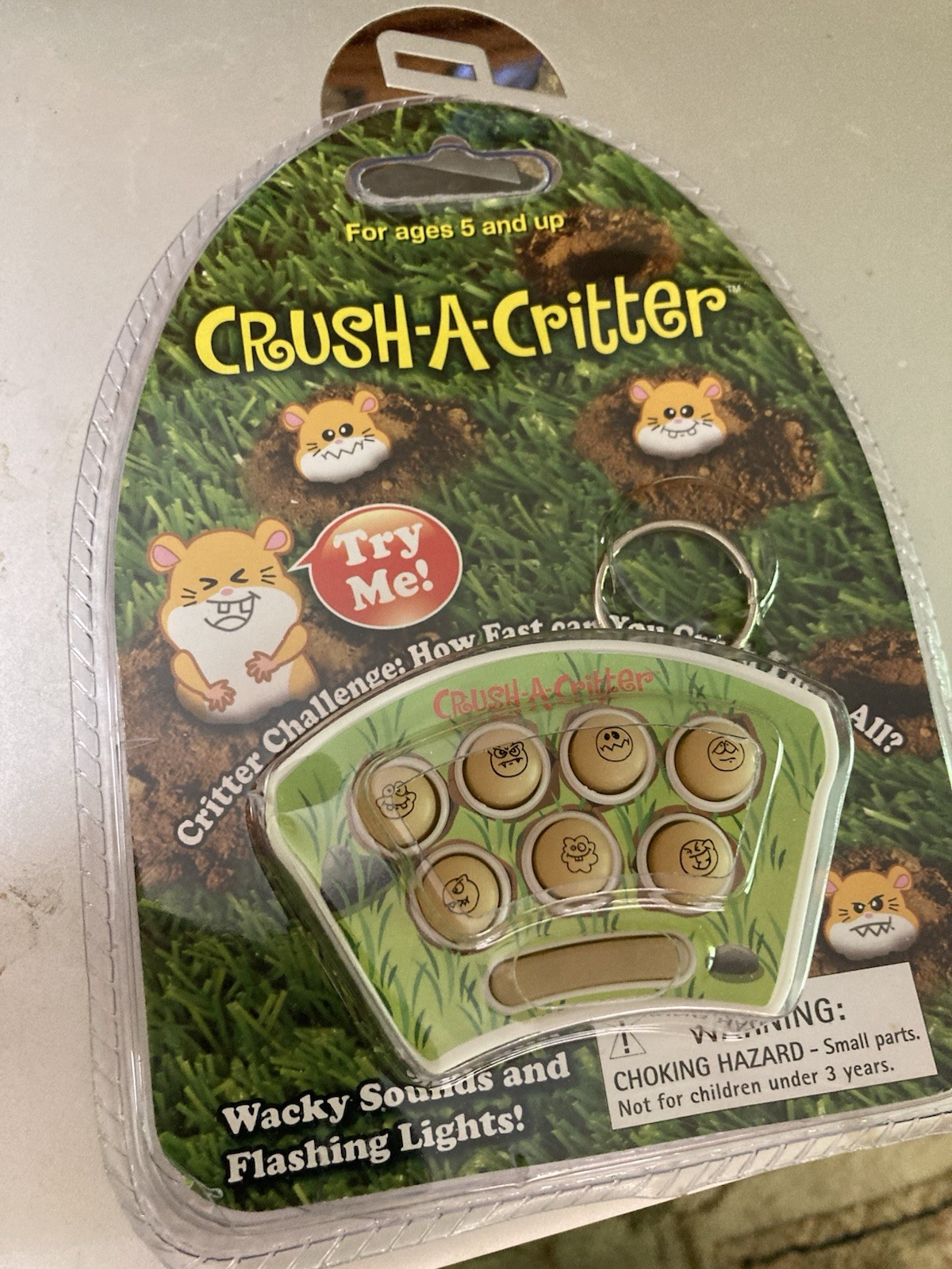 CRUSH A CRITTER Electronic Hand Held Game Key Chain