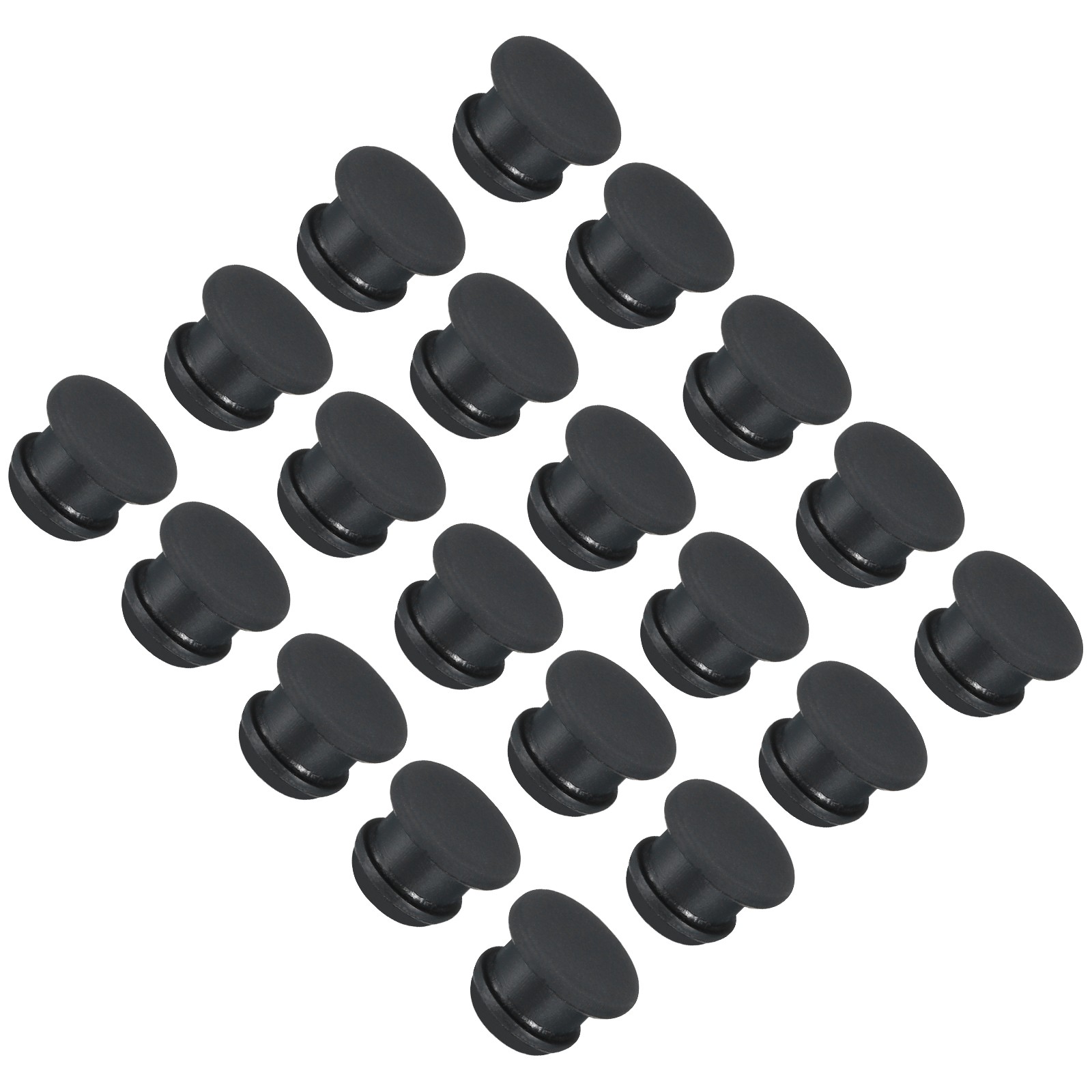 20pcs Silicone Hole Plugs Flush Type Panel Round Hole Plugs 10mm Diameter Black