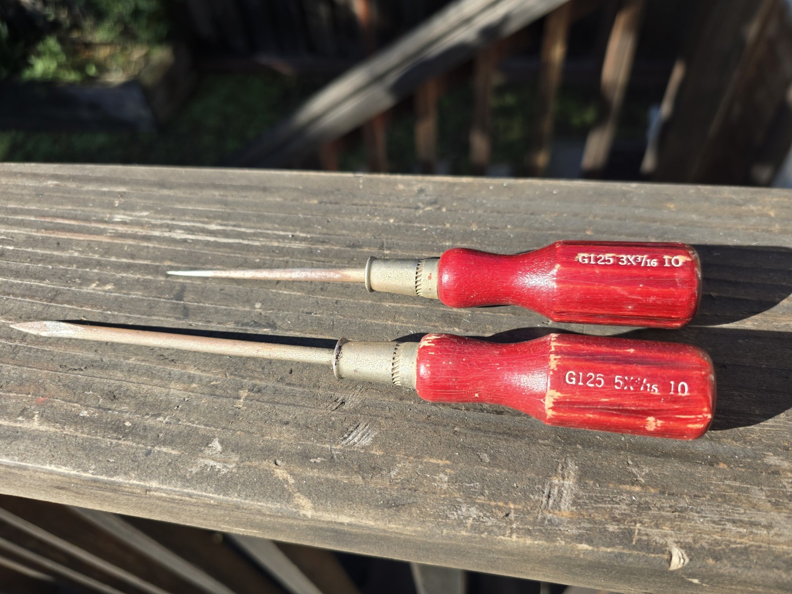 Lot of 2 Vintage Red Wood Handle Awls Porsche? Marked G125