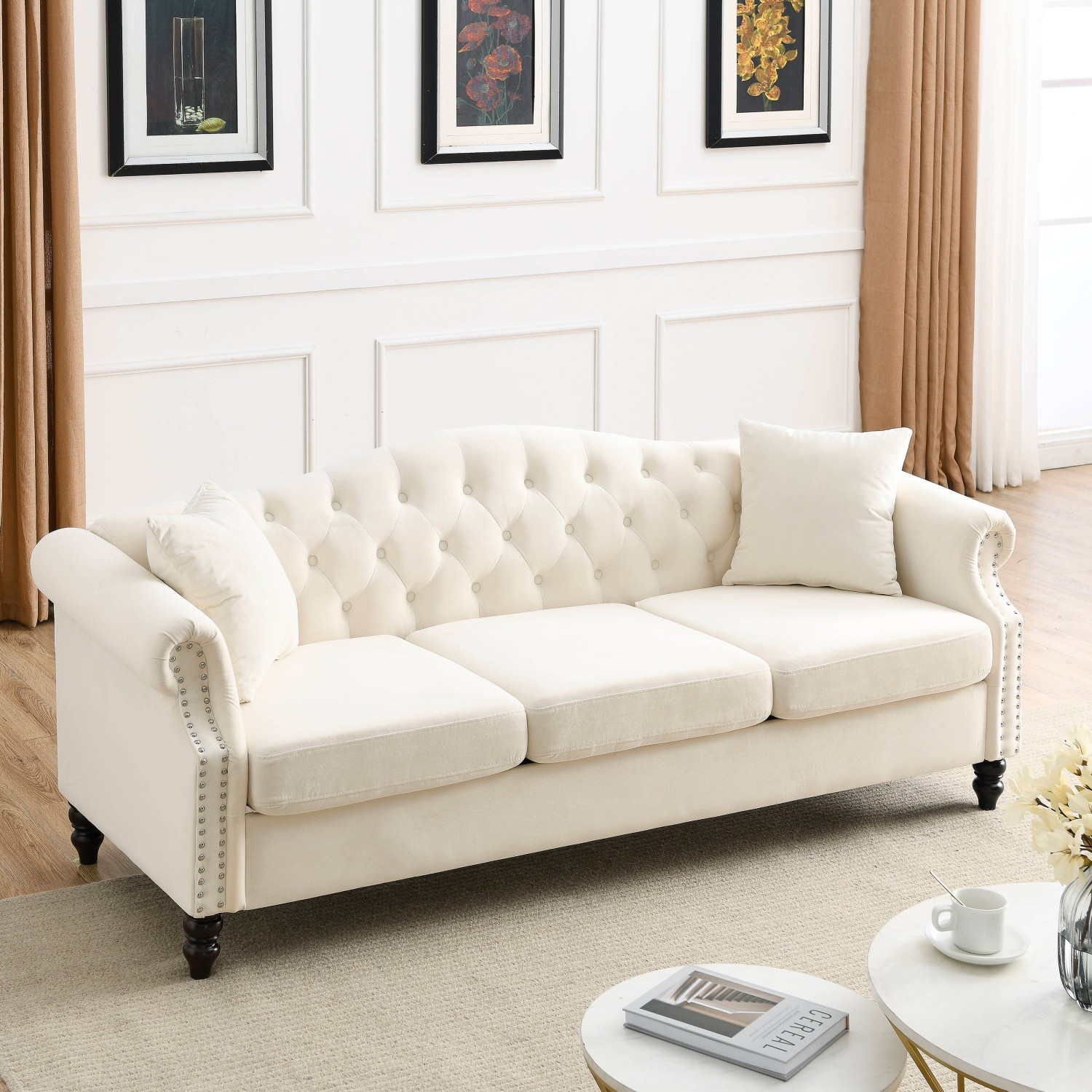 3 Seater Sofa Couch Loveseat Sofa Velvet Upholstered Sofa Couch Living Room Sofa