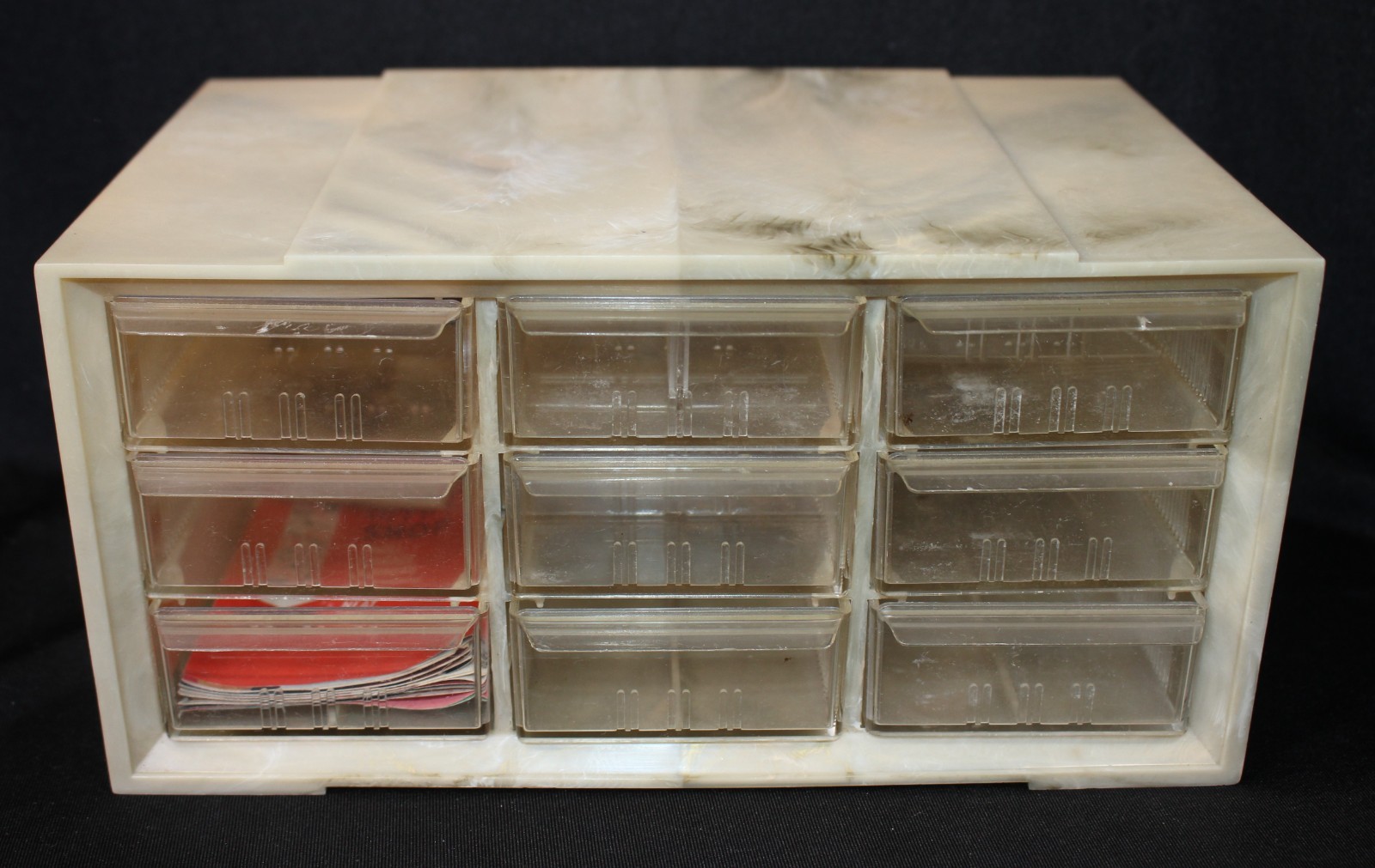 Vintage 9 Drawer Plastic Akro Mils Small Parts Storage Organizer Cabinet GUC!