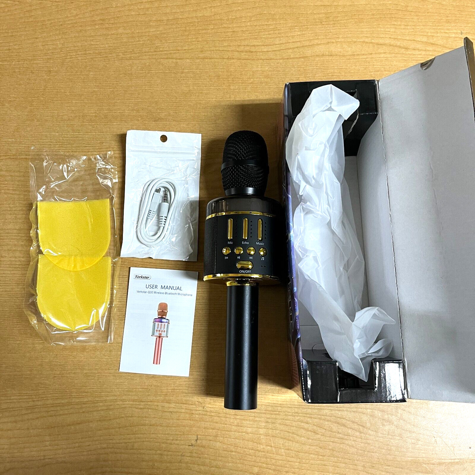 Verkstar Bluetooth karaoke Wireless Microphone USB Black