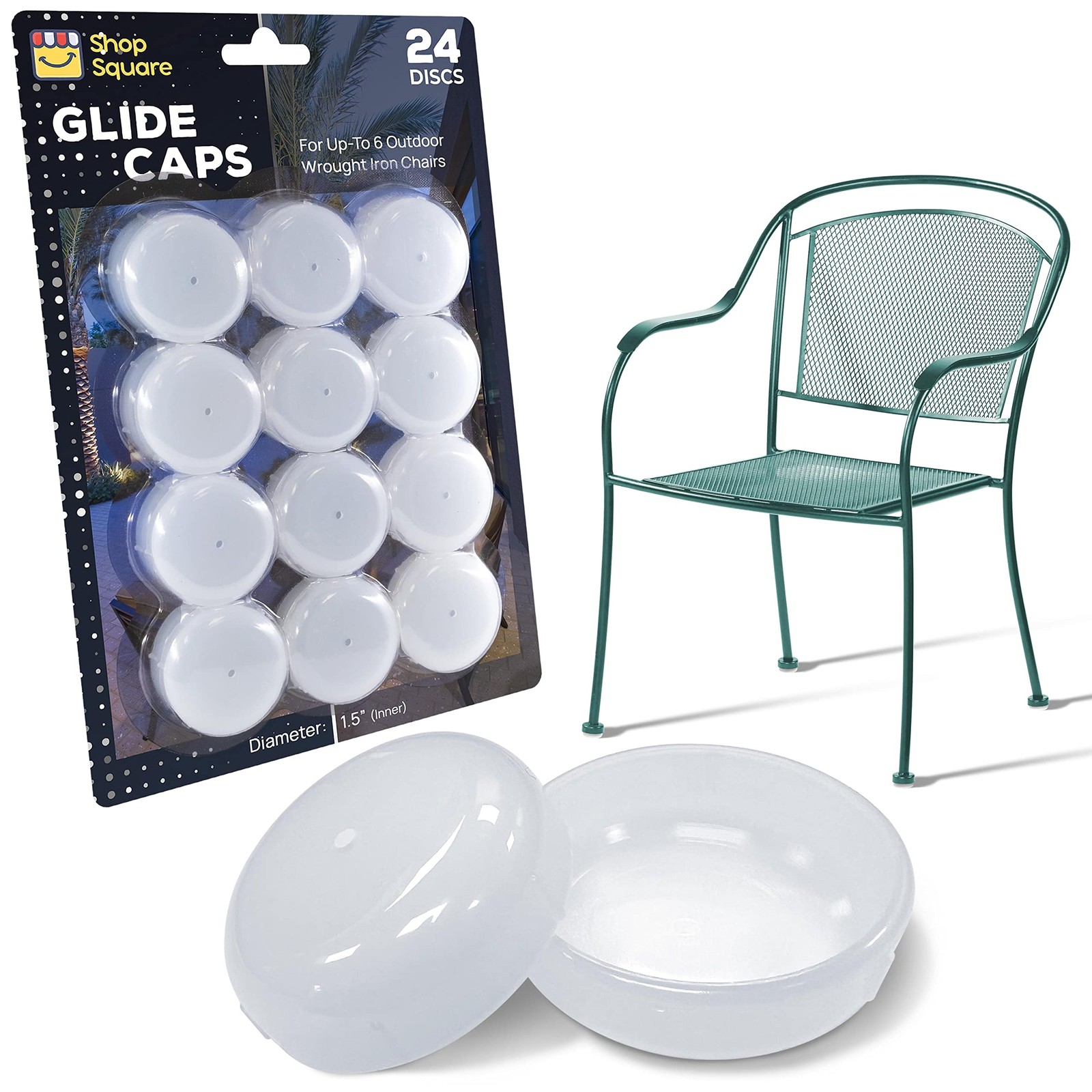Wrought Iron Patio Furniture Feet Caps (24 Pack, White) - 24 Gliders, White