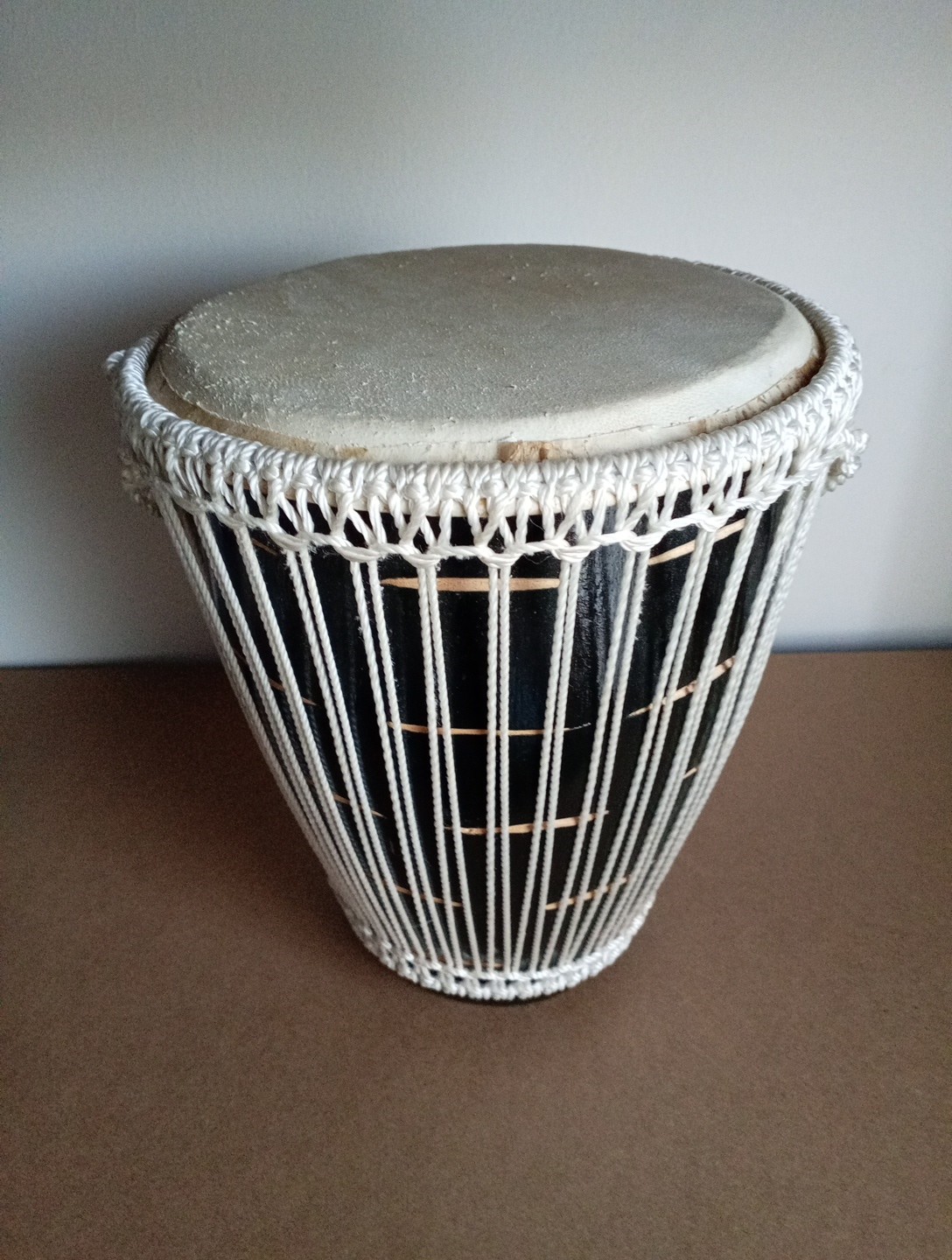 Vintage African Tribal Drum 12" Djembe Handmade Drum Bongo Wooden