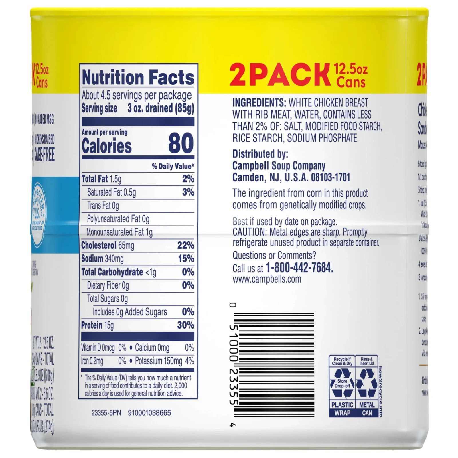 (2 Pack) Swanson White Premium Chunk Canned Chicken Breast in Water,12.5 oz Can
