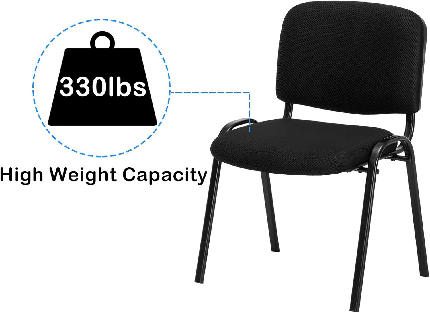 5-Pack Office Guest Chairs & Reception Chairs Stacking Chairs Set of 5 Black