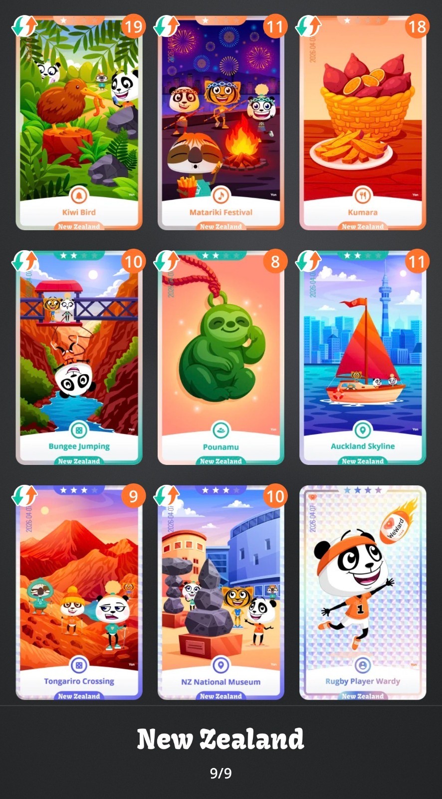 Weward New Zealand Cards 2026 / WeWard Cartes  Nouvelle-Zélande
