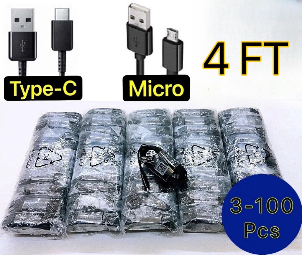 LOT 10-100 Type-C USB-C Fast Charging Cable For Samsung Phone Android iPhone