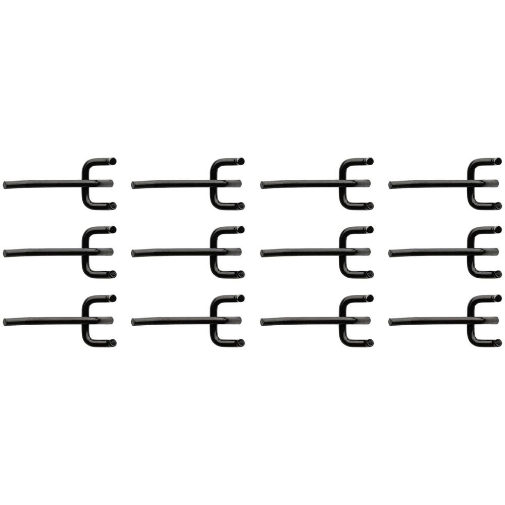 Bunker Single Pegboard Storage Hooks Black Pack of 12