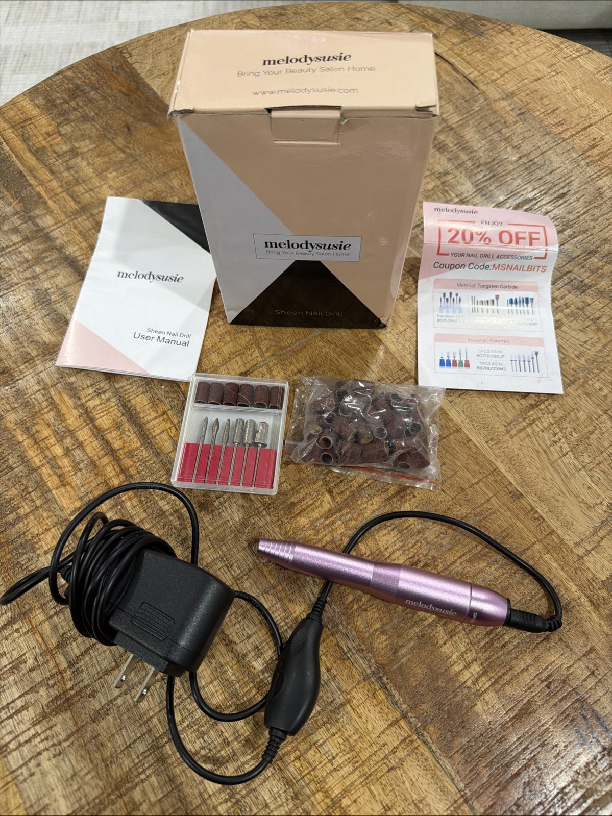 Melody Susie Sheen Nail Drill DR-203 Purple, Drill Only with AC Charger & Extras