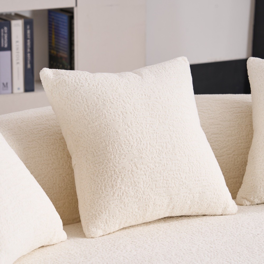 Loveseat Sofa for Small Spaces, Chenille Fabric Medium-Soft 2-Seater w/Pillows