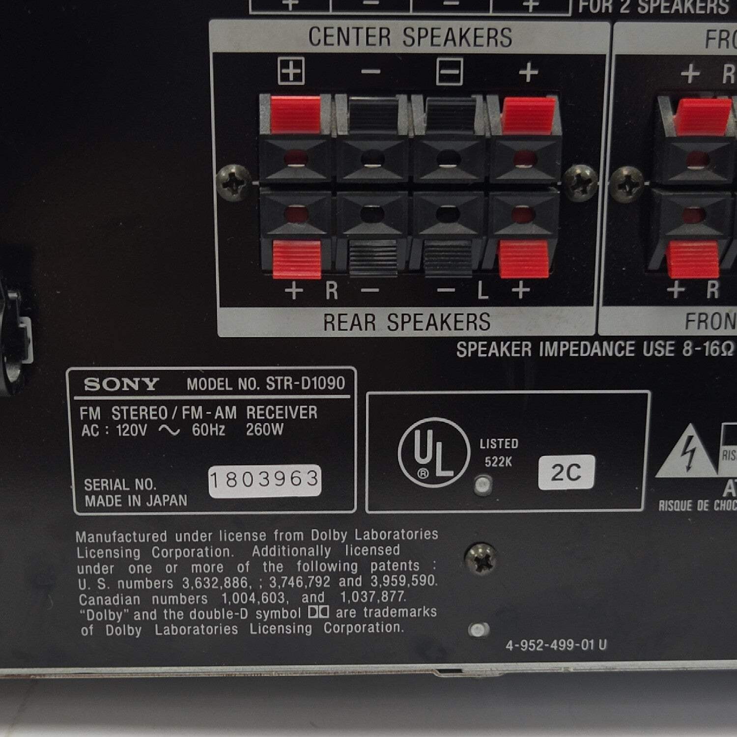 Sony FM-AM Receiver Reciever STR-D1090