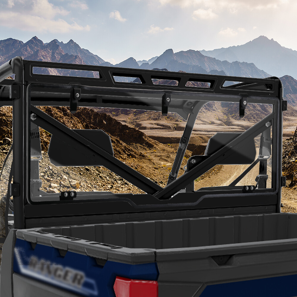 KEMIMOTO UTV Clear Rear Windshield Window for Polaris Ranger Crew XP 1000 PRO XD