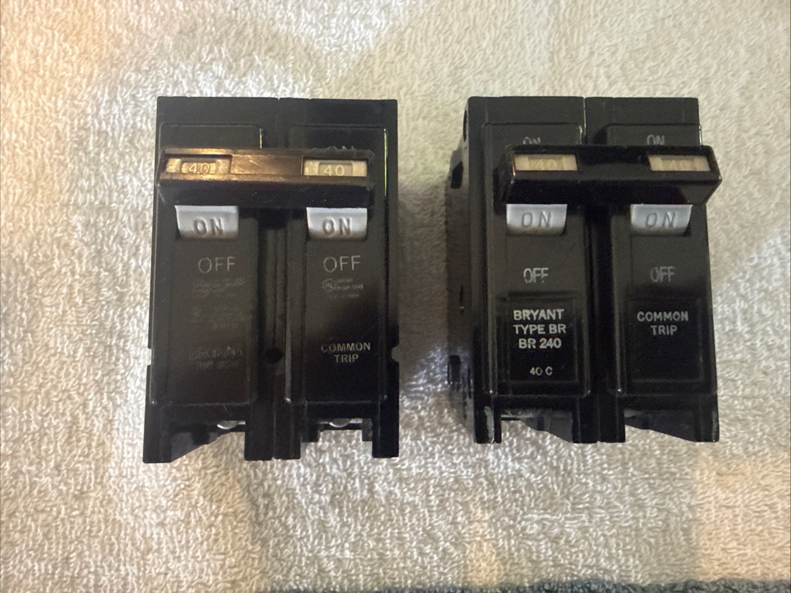 (Lot of 2) BR240 Bryant Westinghouse 40 Amp 240 Volt Circuit Breaker