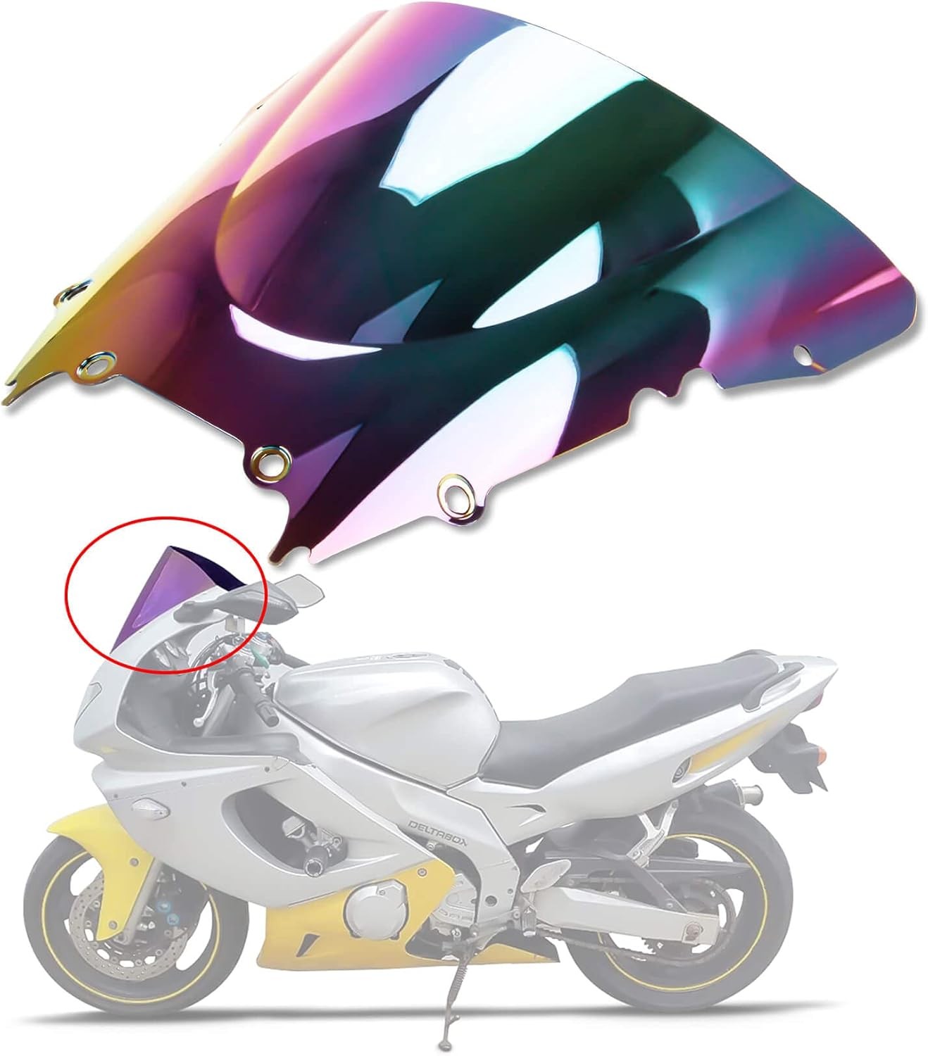 Windscreen Windshield Double Bubble For YZF 600 R6 1999-2002 (Iridium)