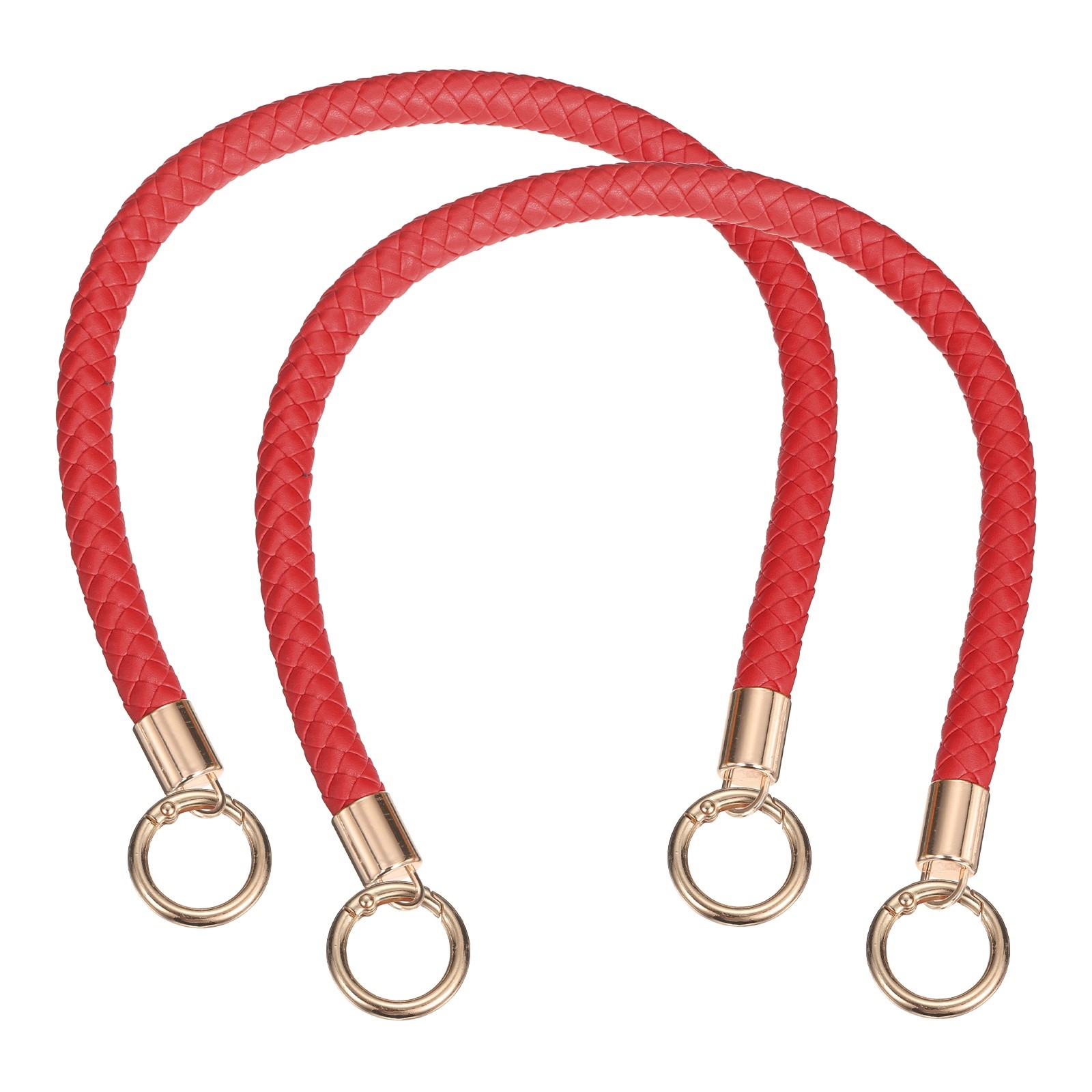 2Pcs Braided Purse Straps, 18.1" Handbag Strap with Spring Buckle, Red