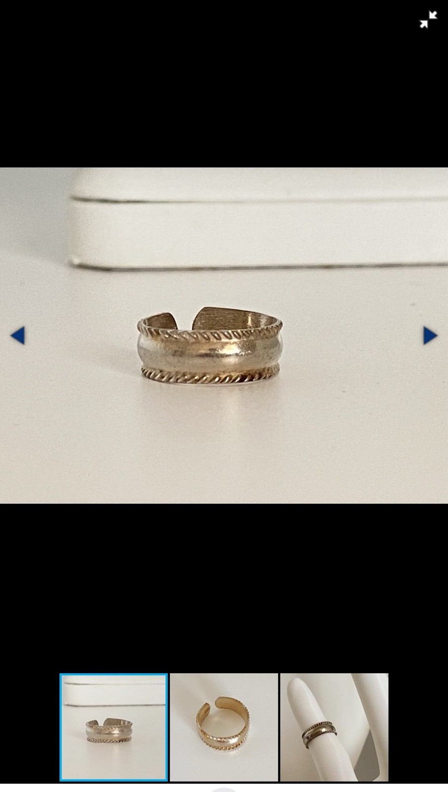 Sterling Adjustable Band Toe Ring with Rope Design