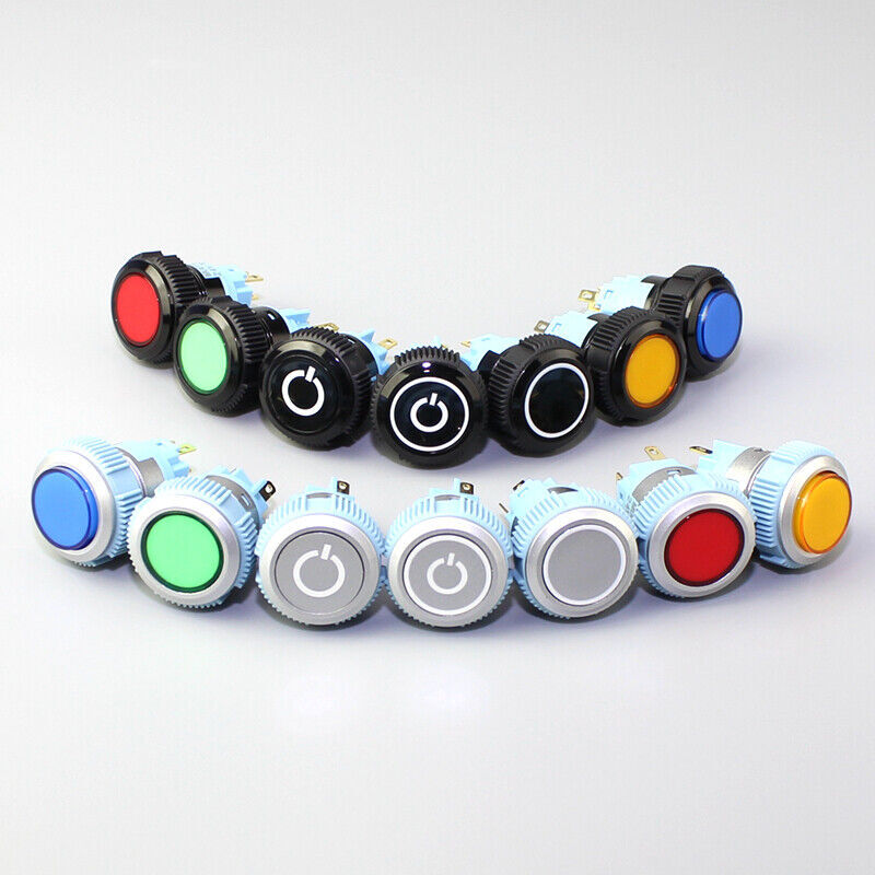 19mm Tri-color LED Black Plastic 2NO 2NC5A 250V Ring LED IP67 Push Button Switch