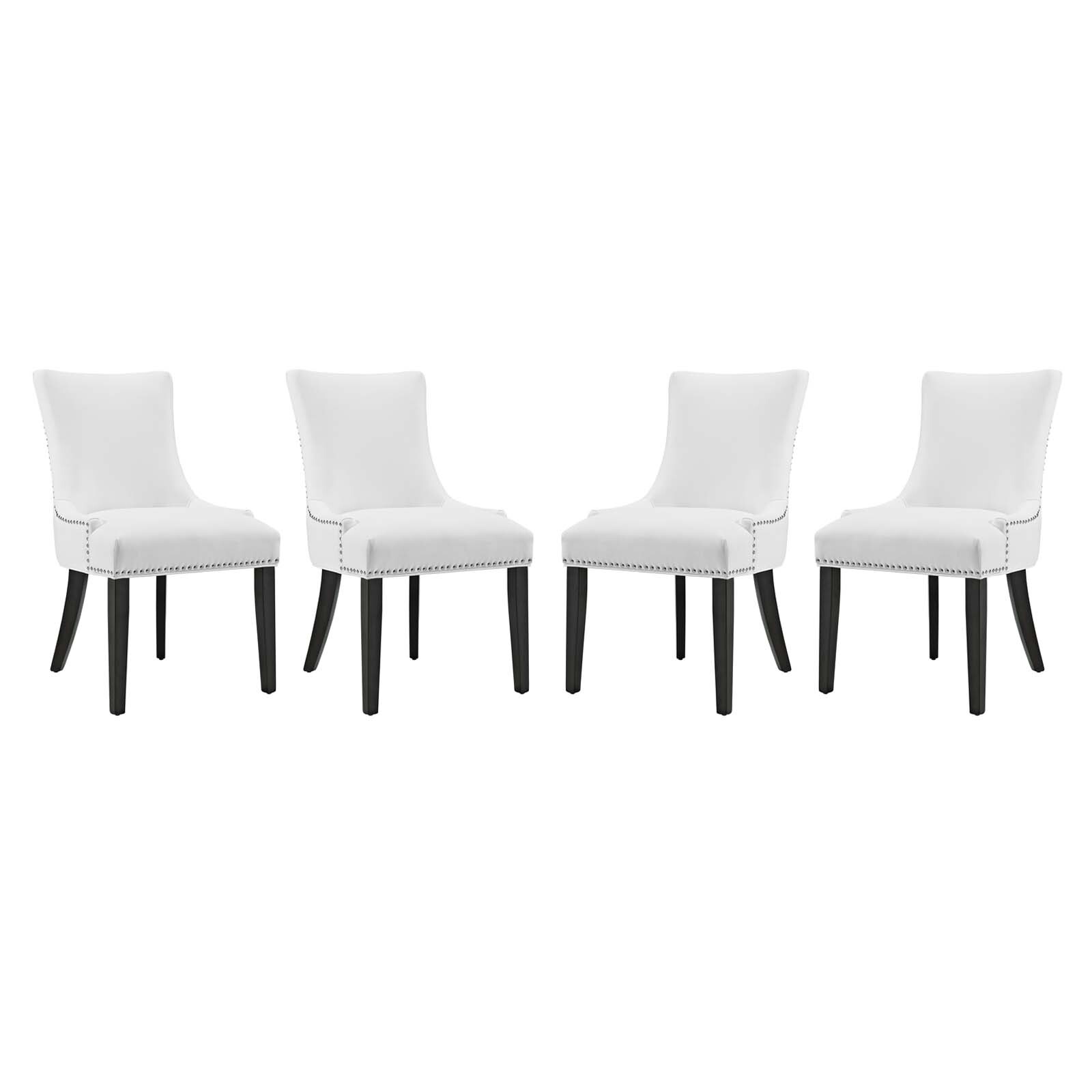 Modway Marquis Dining Chair Faux Leather Set of 4 in White