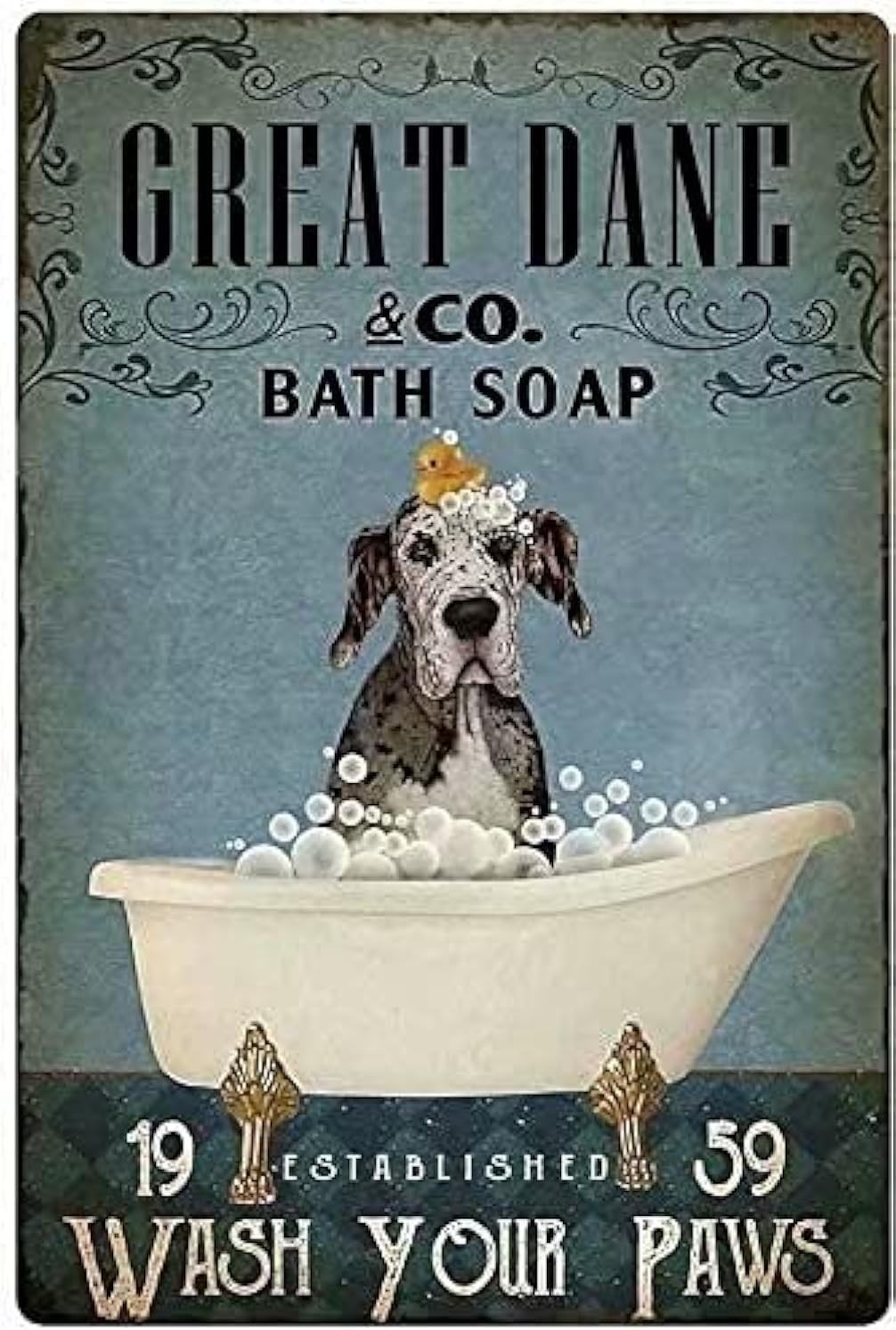 Dog metal tin sign great dane co.bath soap wash your paws funny Tin Signs 1