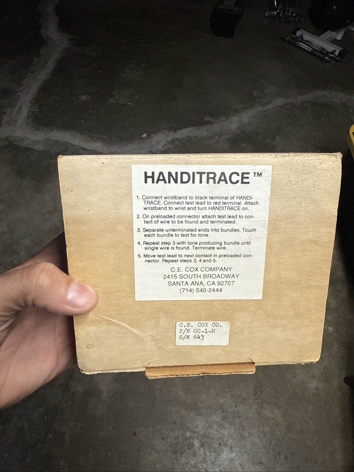 C.E. Cox HandiTrace CC-1-H Wire Tracer Tester Complete w/ Box & Leads
