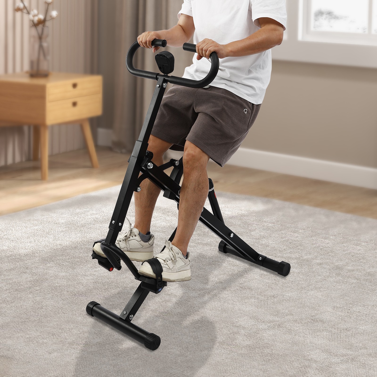 Foldable Squat Assist Trainer Home Gym Machine with LCD Display