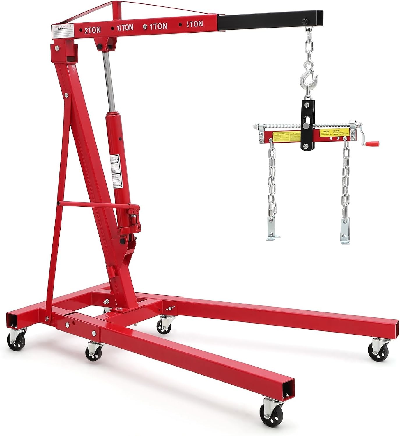 2T Folding Hydraulic Engine Hoist Load Leveler Heavy Duty 4400LBS Cherry Picker